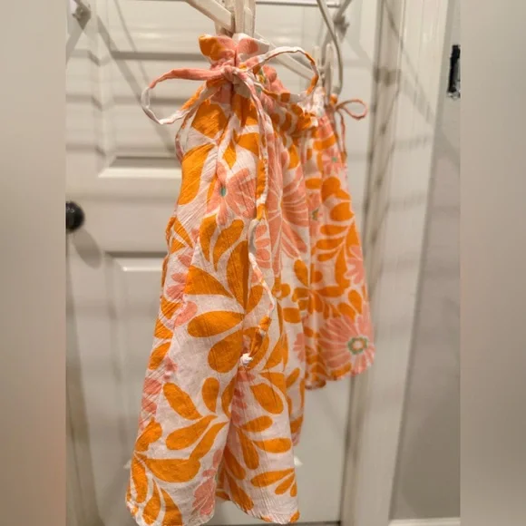 Aerie Floral Pink Orange and White Skirt with Liner Side Ties size M - Picture 4 of 6